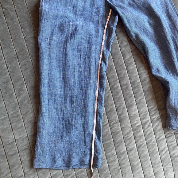 Sigrid Olson blue linen pull on wide leg pant size S - Picture 5 of 8